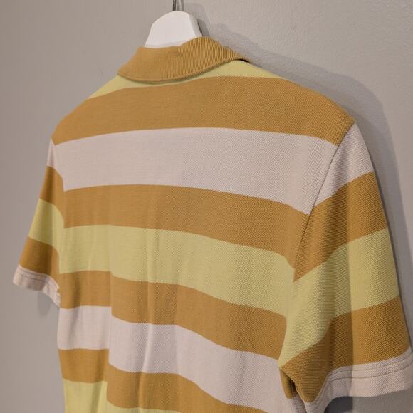 Lacoste Polo Yellow Gold Stripe Classic Preppy Traditional Business - Size 3(S) - Picture 4 of 7